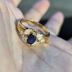 Vintage Gold Ring with Blue Gemstone
